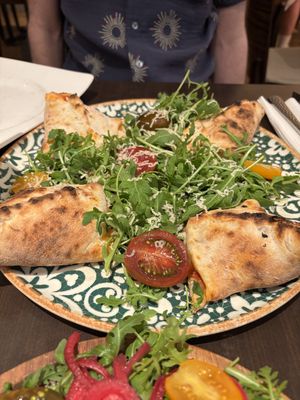 I forget the name of this dish but it was four flavours of pizza folded - so nice to try a few things at once!  at Utopia in Nice