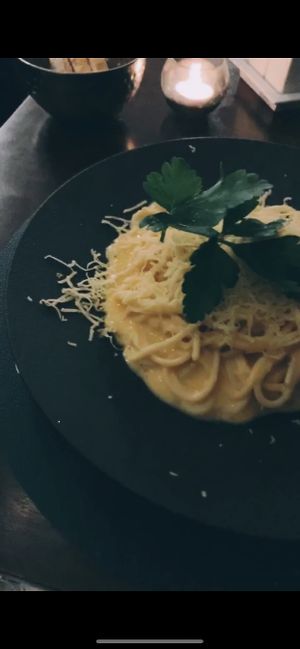 Spaghetti crema di zucca e noci  at Utopia in Nice