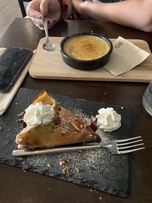 Plum tart and creme brûlée  at Utopia in Nice