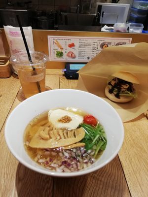 Ramen, burger and a drink to the set at Chipoon in Tokyo