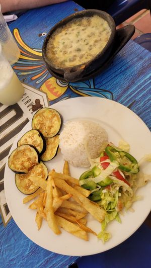 Milanesa de berenjena at La Morena in Taganga