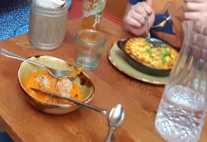 Kofta 500 on the left. Right hand dish is not vegan at Cinnamon Bazaar in London