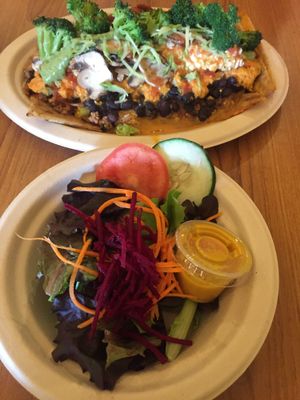 Kilimanjaro Quesadilla and side salad at Stuff I Eat in Inglewood