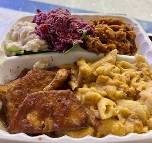 Sampler (also comes with baked beans, cornbread, & collard greens)  at Stuff I Eat in Inglewood