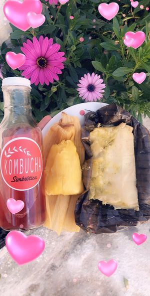 Kombucha y tamales  at Puro Amor in Mexico City