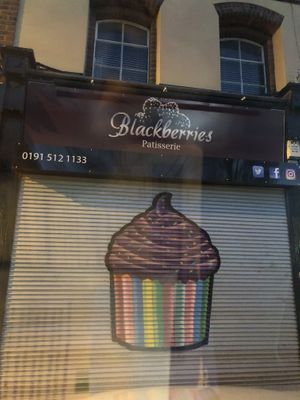 Cute art on the shutter at Blackberries Pattisserie in Houghton-le-spring