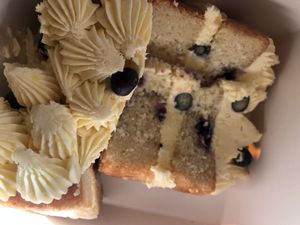 Blueberry and lemon cake, vegan and gluten free is absolutely delicious I can honestly say it’s the best cake I’ve ever had! at Blackberries Pattisserie in Houghton-le-spring