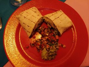 Vegan Burrito met tofu at Tuscani in Panajachel
