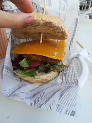 Vegan cheddar burguer at H Burger in Gran Canaria