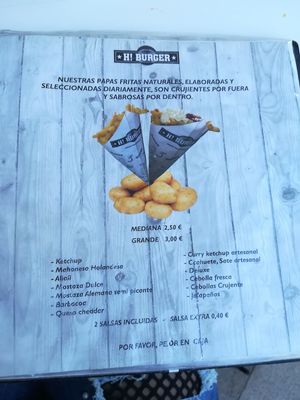 French fries + sauce options (vegan options also don't appear here) at H Burger in Gran Canaria