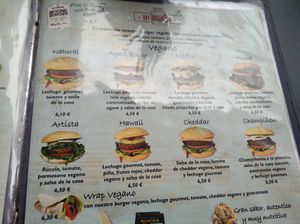 Vegan menu at H Burger in Gran Canaria