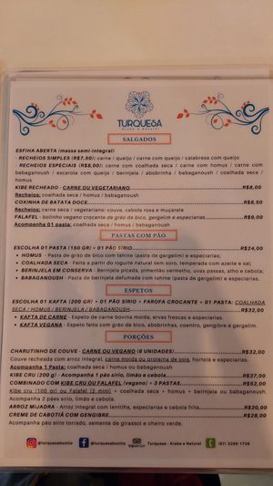 Menu 3 at Turquesa Comida Arabe in Bonito