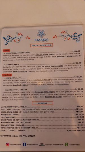 Menu 4 at Turquesa Comida Arabe in Bonito