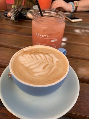 Soy flat white and juice  at Paper Moon in Annerley