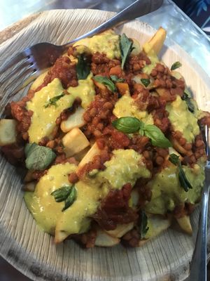 Vegan loaded fries at Paper Moon in Annerley