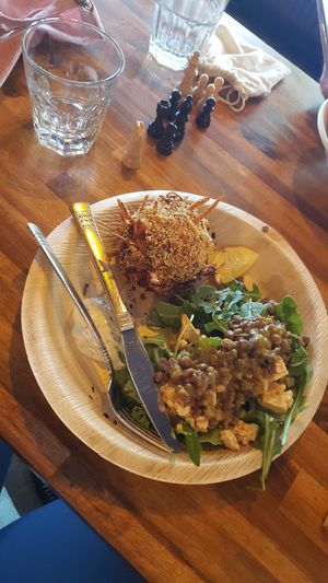 Rosti,  lentils, pumpkin at Paper Moon in Annerley