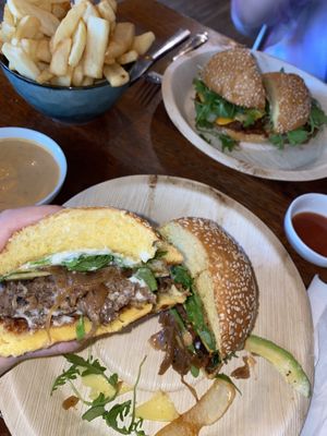 Mushroom burger  at Paper Moon in Annerley