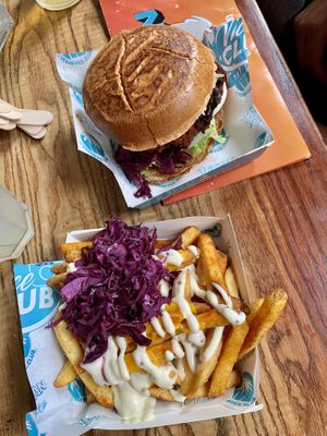Peanut Butter BBQ & Truffle Cheezey Fries at Vegan Vice in Cambridge