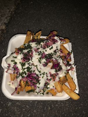 Loaded truffle fries at Vegan Vice in Cambridge