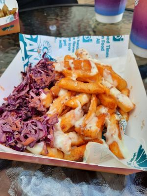 Truffle cheeze fries at Vegan Vice in Cambridge