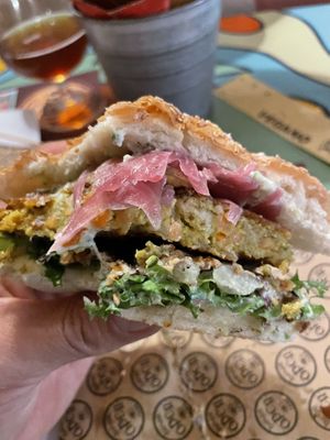 Vegan Sandwich with a bite out of it… 😜  at Open Baladin in Rome