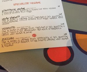 The vegan menu at Open Baladin in Rome