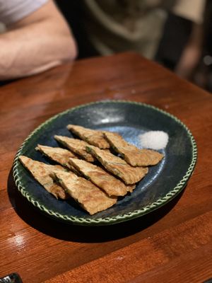 Spring onion crepe (ask for no tuna flakes)  at Shimabukuro in Naha