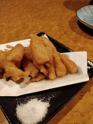 Japanese leek tempura (Okinawan unique veggie) at Shimabukuro in Naha