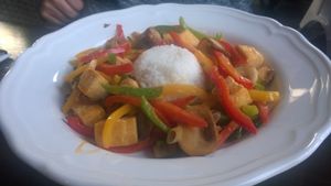 Sweet and sour tofu stir fry at The Criterion in South Shields
