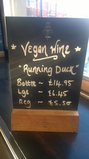 Vegan wine at The Criterion in South Shields