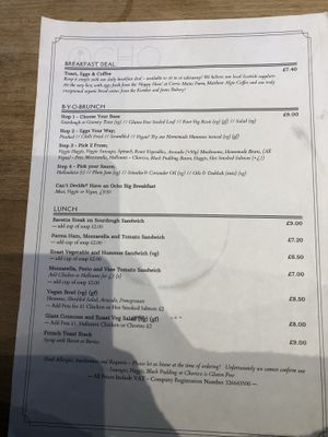 Menu at Ocho in Glasgow