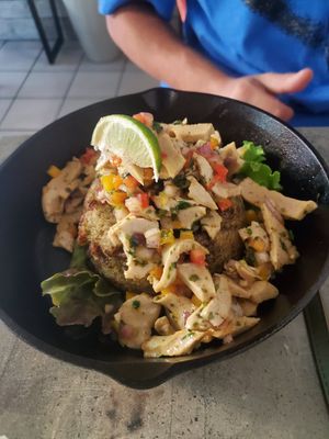 Mofongo with soy crunch at El Punto Vegano in Catano