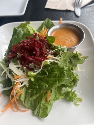 Salad that came with the papa's supreme (note the dressing has cilantro in it)  at El Punto Vegano in Catano
