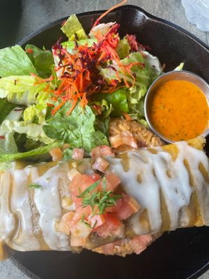 I ordered a special (rice and beans with pasteles with a small salad). Very flavorful and served hot! Definitely recommend! Helpful staff. I did not wait long at all. at El Punto Vegano in Catano