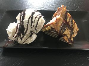 Glegan carrot cake and coconut ice cream  at El Punto Vegano in Catano