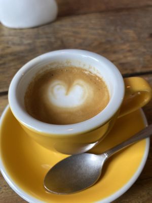 Café macchiato with oat milk/ Café macchiato avec lait d’avoine   at Bloom in Luxembourg City