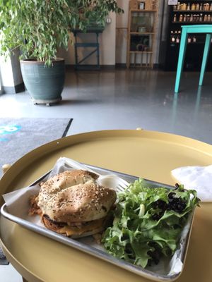 Wild All day sandwich on a bagel at & Juice Co in Columbus