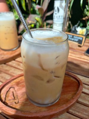 Iced Latte with almondmilk at Amaranto in Bocas Del Toro