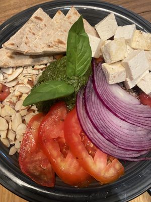 Pesto bowl with tofu  at Amaranto in Bocas Del Toro