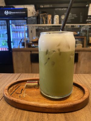 Almond milk matcha latte  at Amaranto in Bocas Del Toro