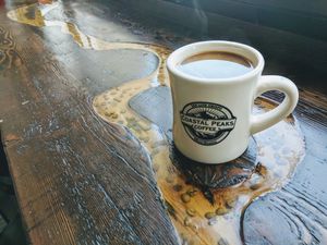 Small coffee at Coastal Peaks Coffee in San Luis Obispo