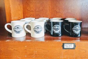 Coastal mugs at Coastal Peaks Coffee in San Luis Obispo