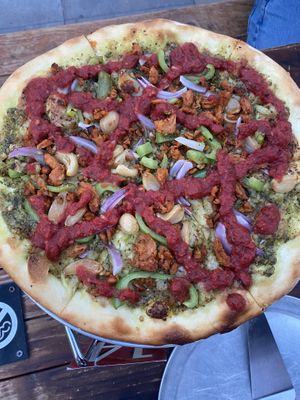 New maps out of hell with red sauce pentagram  at Sizzle Pie in Reno
