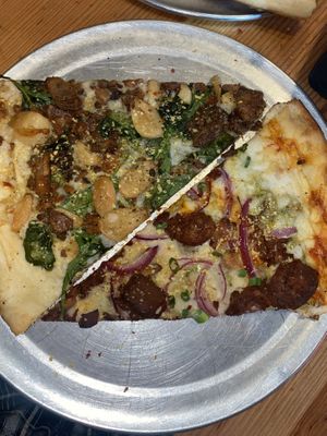 Vegan special (top) and Buffalo 666 (bottom)  at Sizzle Pie in Reno