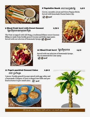 Menu at Papa's  in Kampot