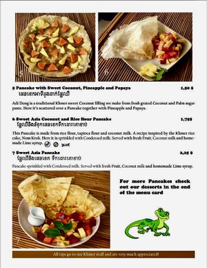 Menu at Papa's  in Kampot