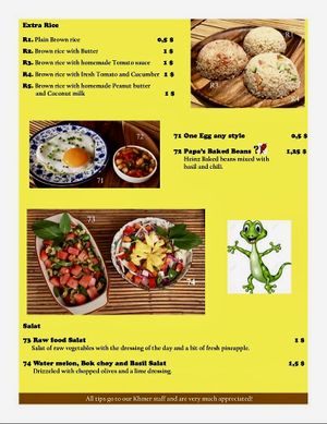 Menu at Papa's  in Kampot