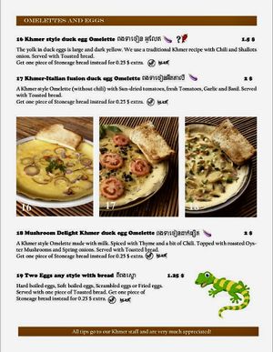 Menu at Papa's  in Kampot