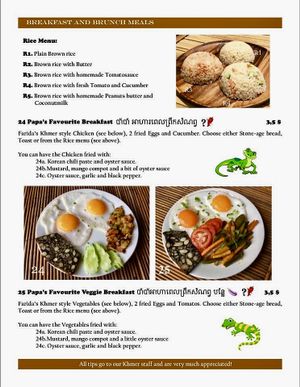 Menu at Papa's  in Kampot