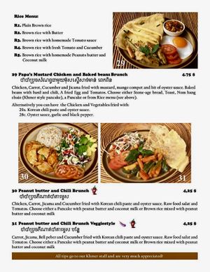 Menu at Papa's  in Kampot